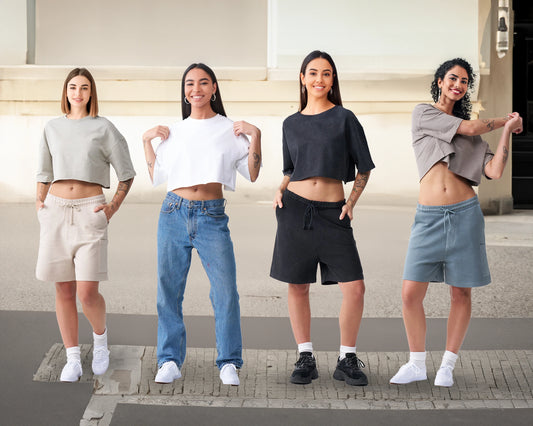 10 OZ Oversized French Terry Garment Dyed Crop Top T-shirt