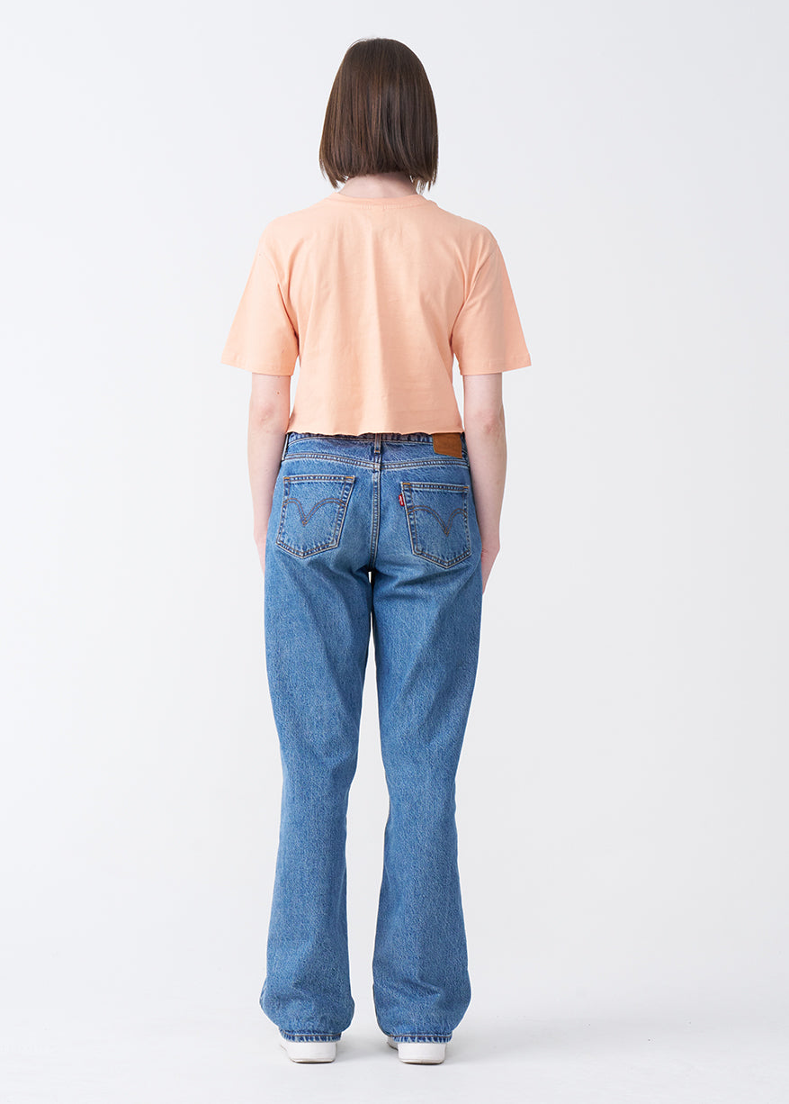 Peach Combed Cotton Crop Top T-Shirt
