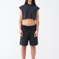 14 OZ Sleeveless Garment Dye Interlock Hooded Crop Top Short Set