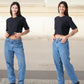 Black Combed Cotton Crop Top T-Shirt