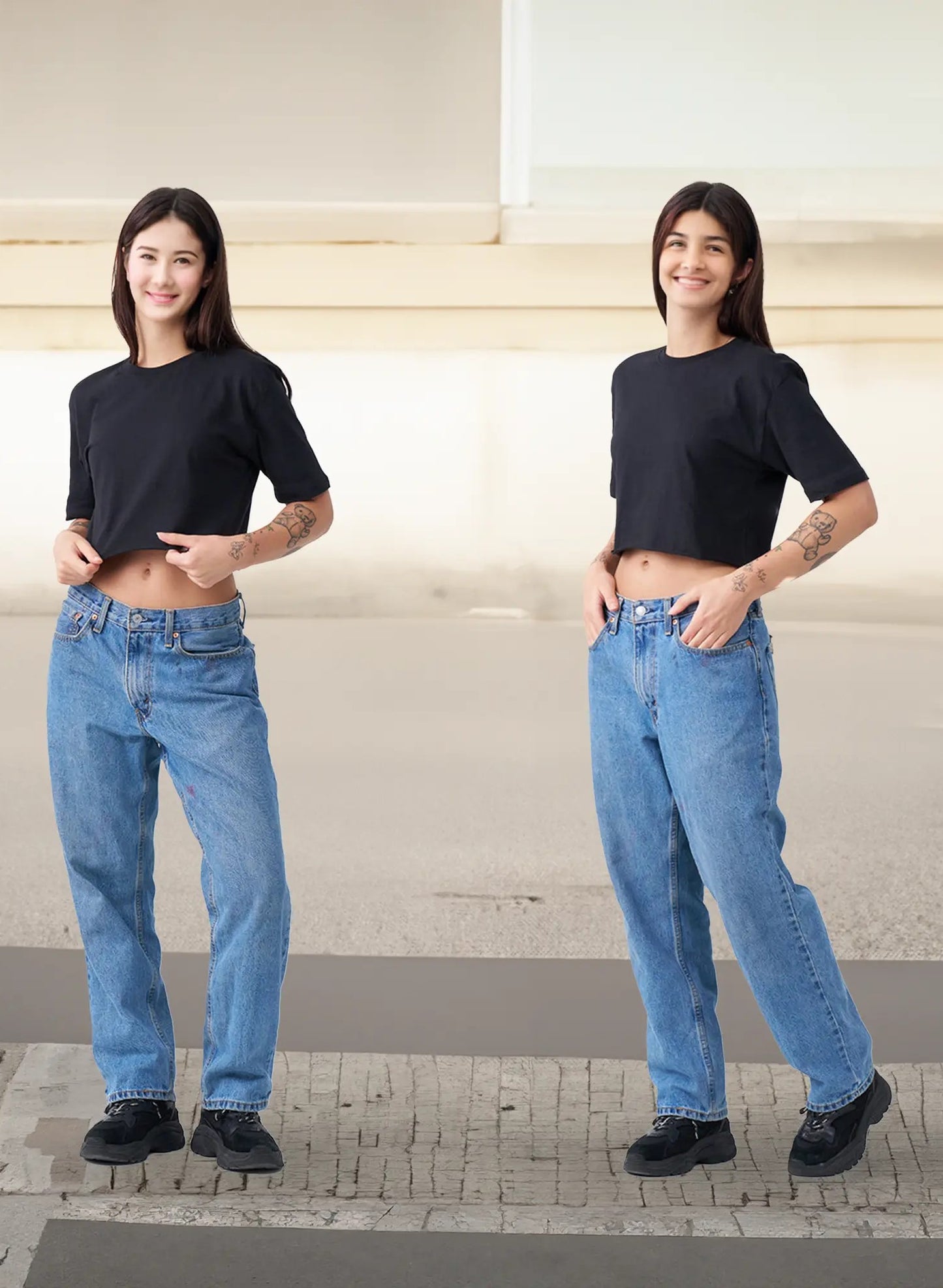 Black Combed Cotton Crop Top T-Shirt