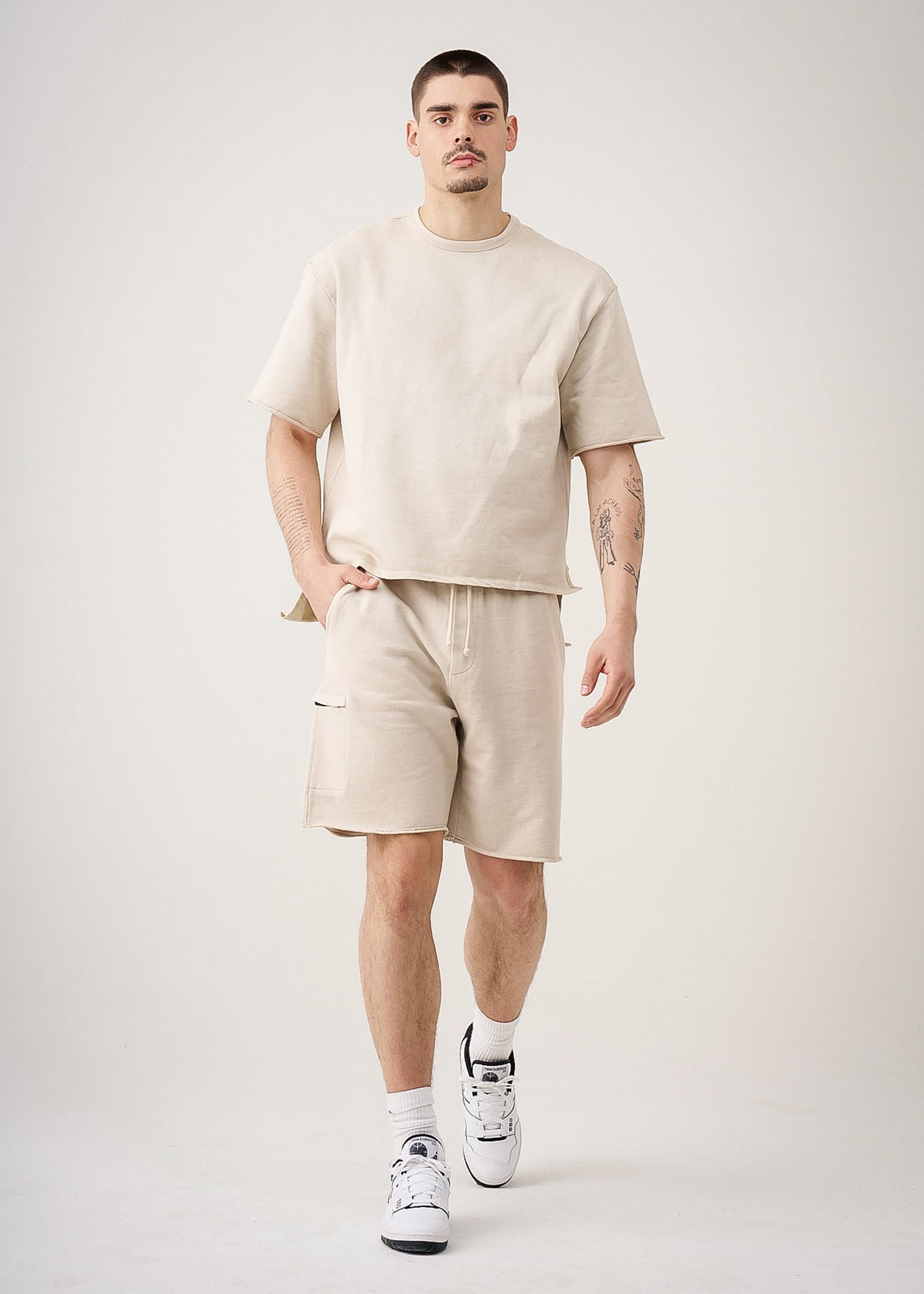 11 OZ French Terry Garment Dyed Raw Edge Short Set