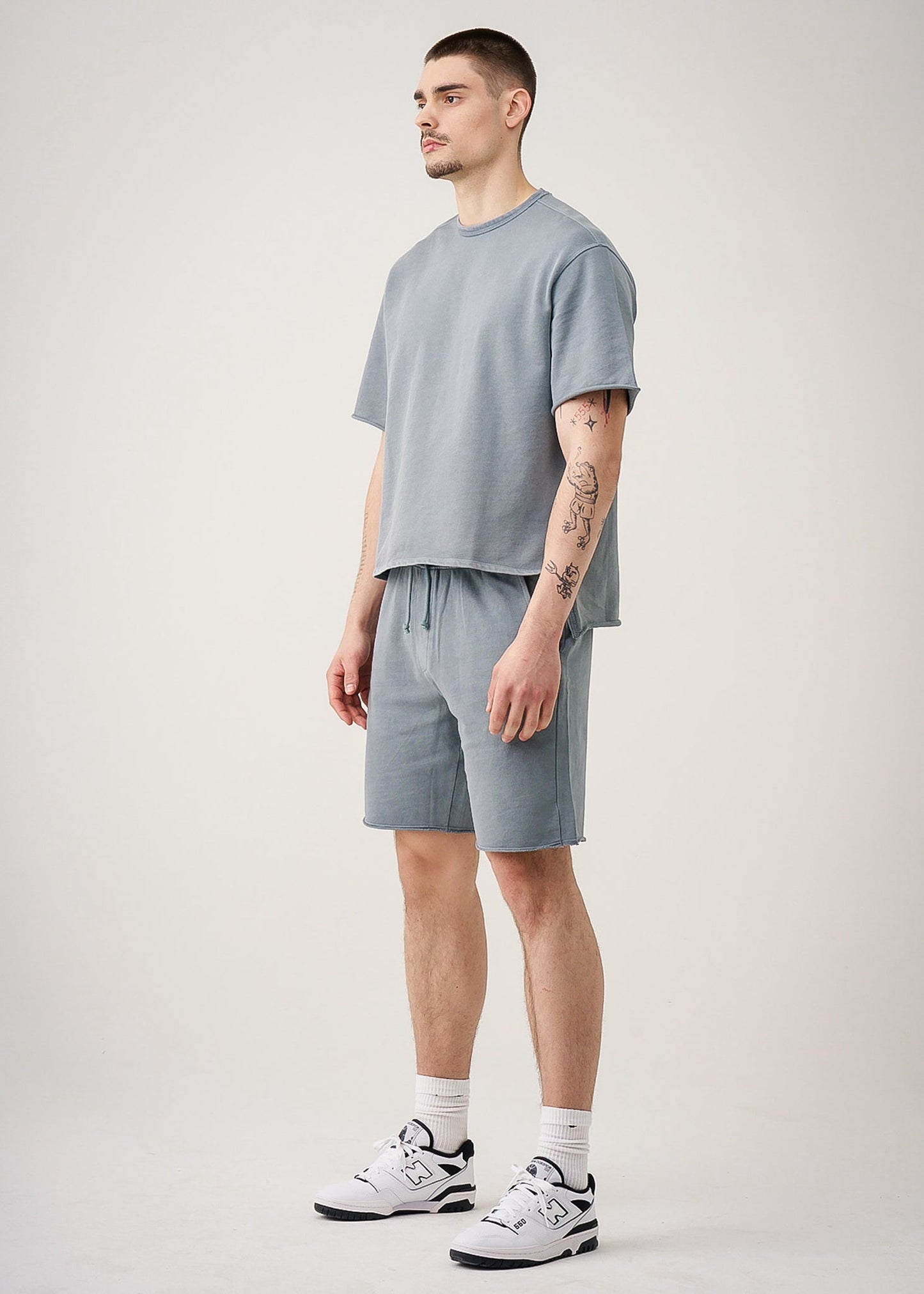 11 OZ French Terry Garment Dyed Raw Edge Short Set