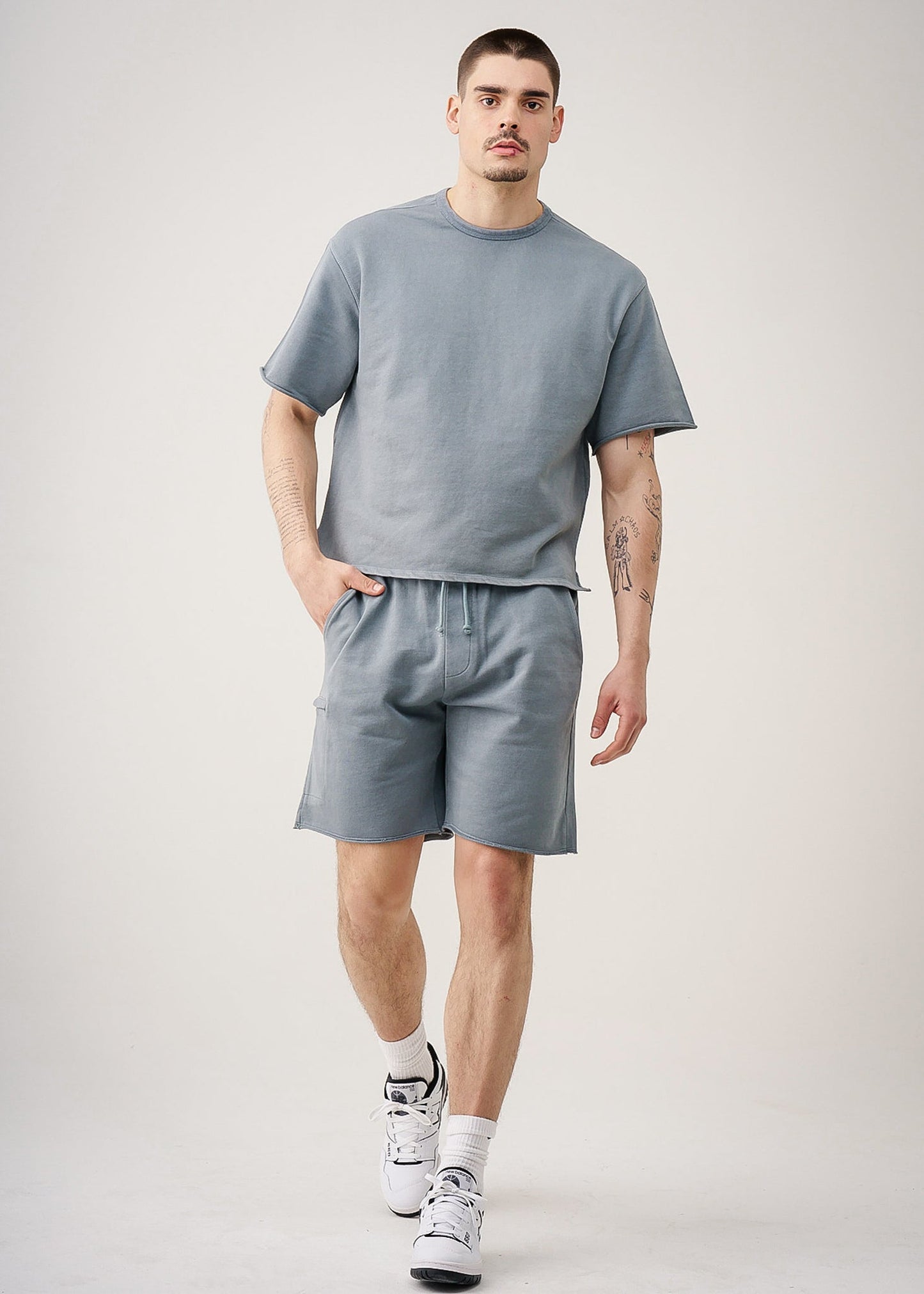 11 OZ French Terry Garment Dyed Raw Edge Short Set