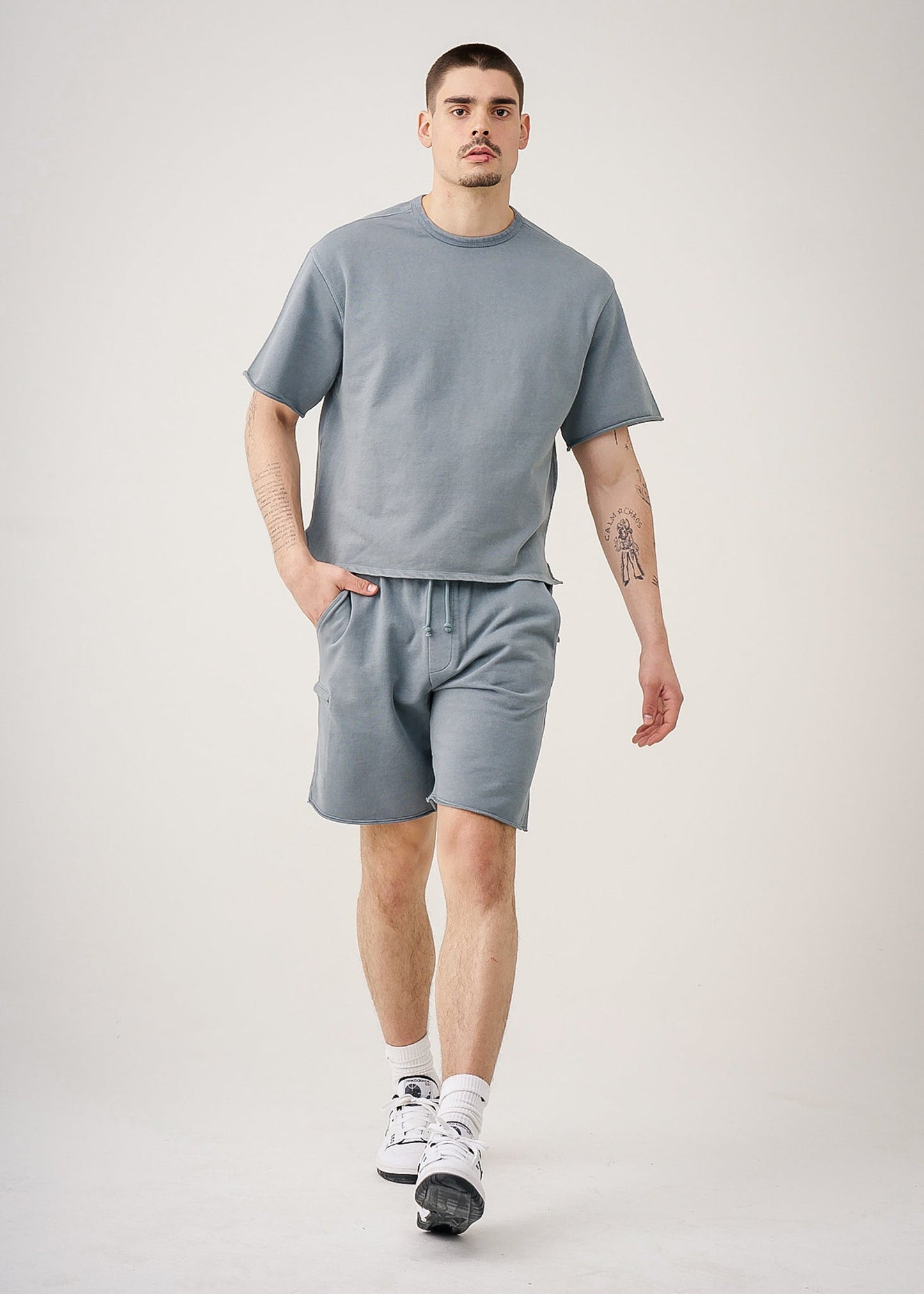 11 OZ French Terry Garment Dyed Raw Edge Short Set