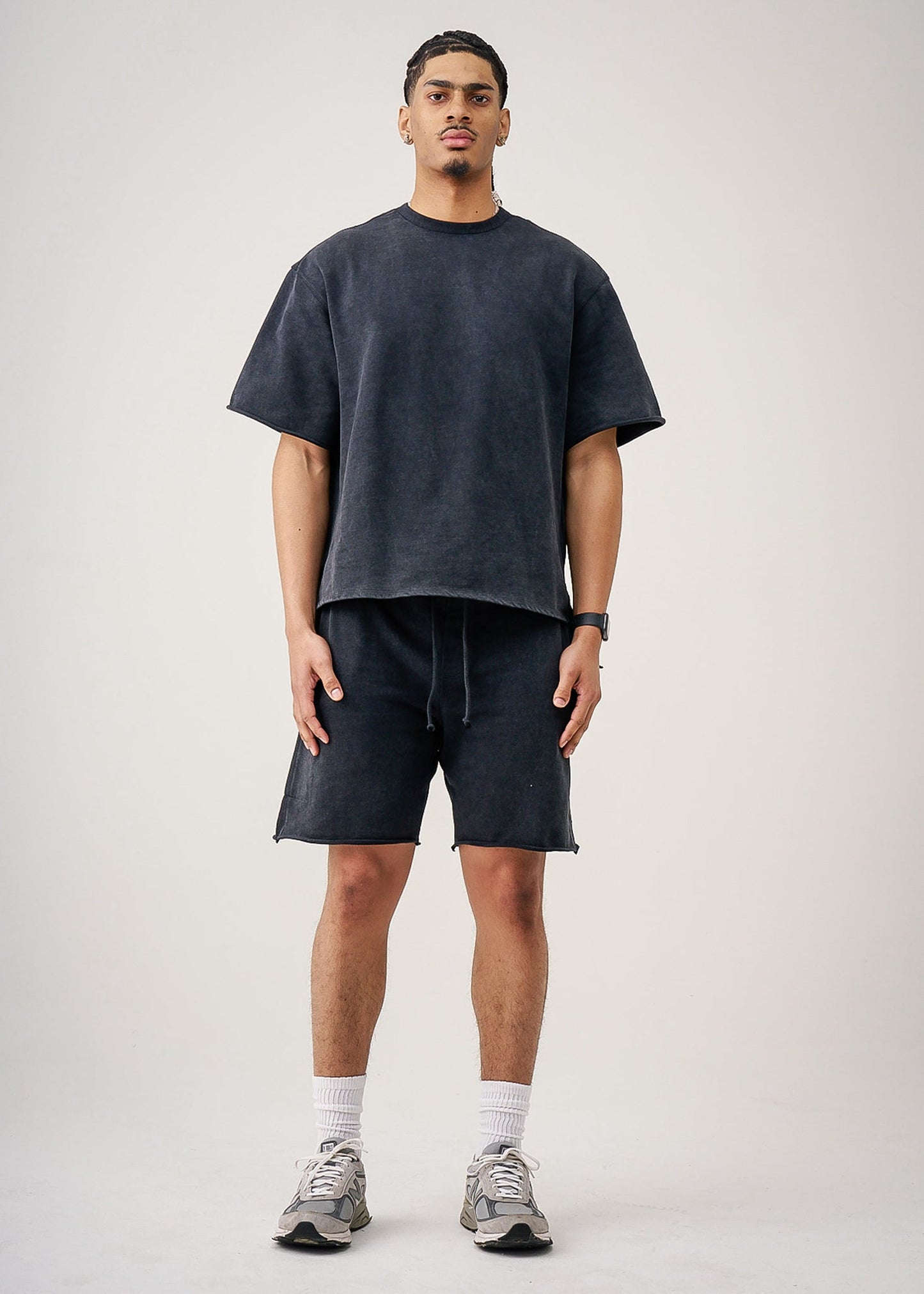 11 OZ French Terry Garment Dyed Raw Edge Short Set