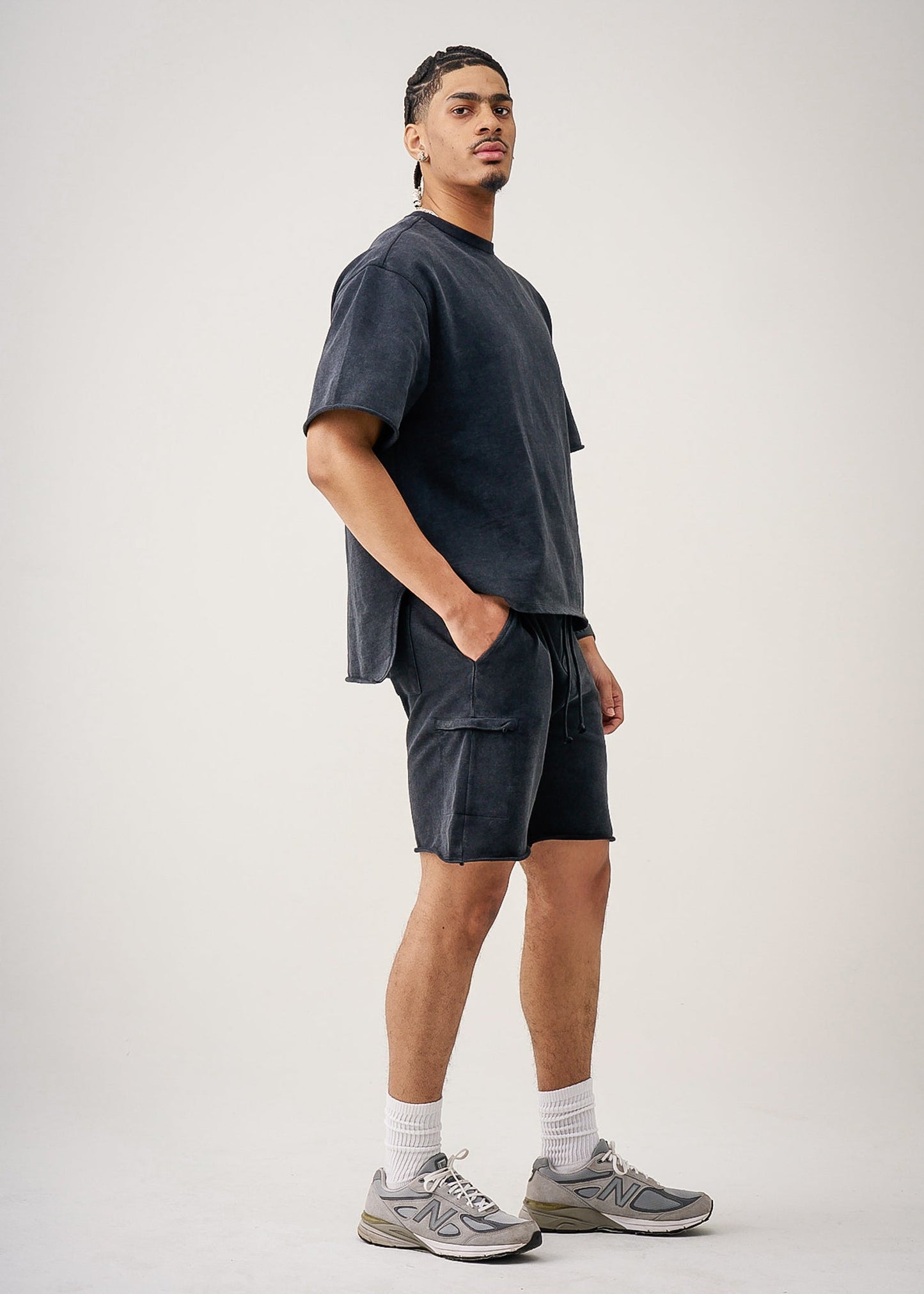 11 OZ French Terry Garment Dyed Raw Edge Short Set