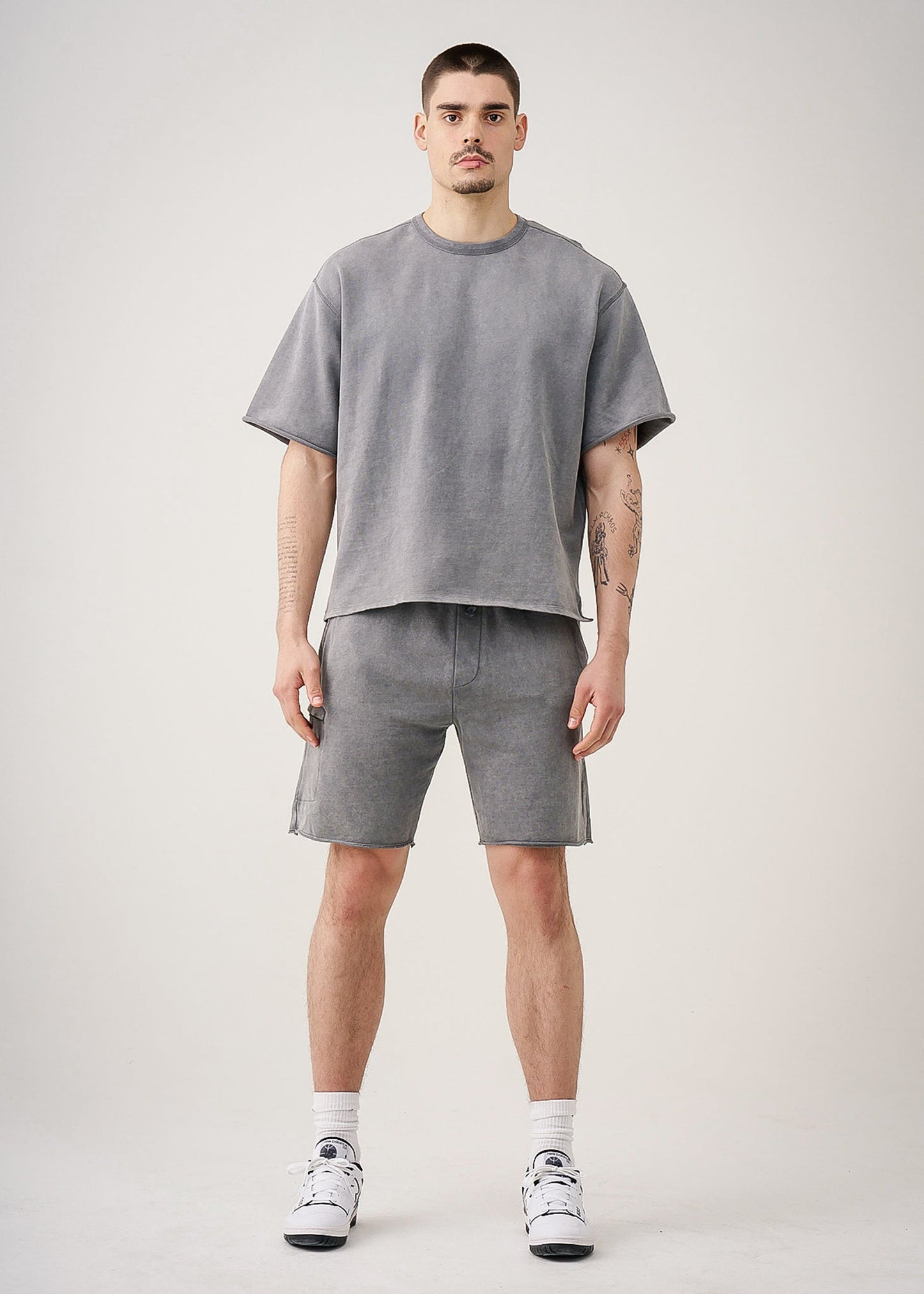 11 OZ French Terry Garment Dyed Raw Edge Short Set