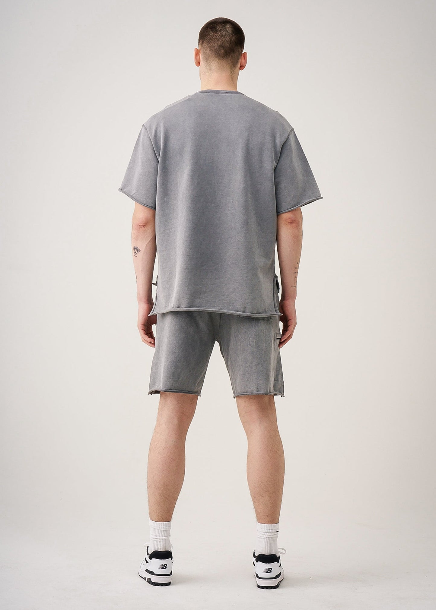 11 OZ French Terry Garment Dyed Raw Edge Short Set