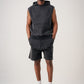 14 OZ Sleeveless Garment Dye Interlock Hooded Short Set