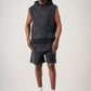 14 OZ Sleeveless Garment Dye Interlock Hooded Short Set