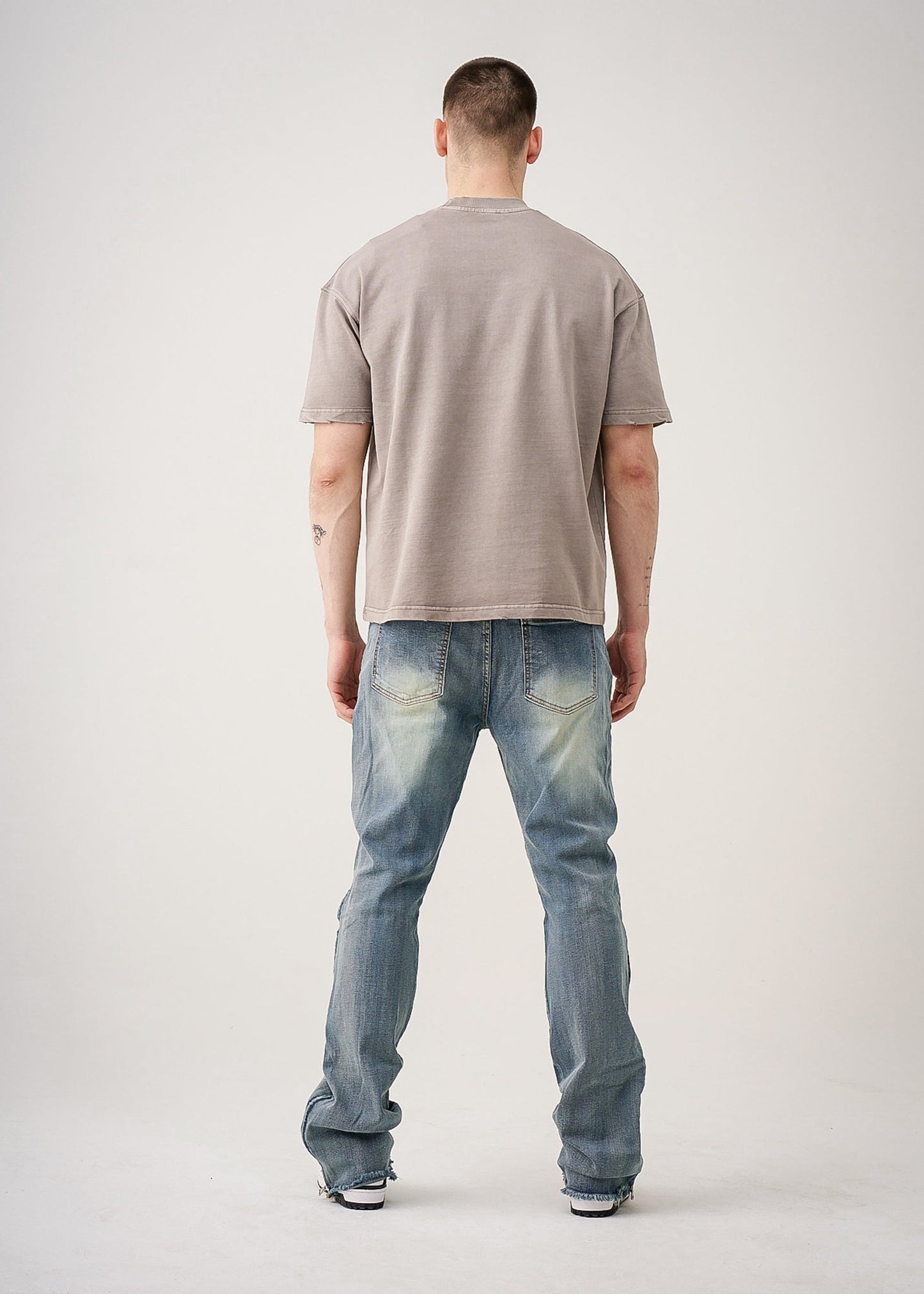 10 OZ Oversized Garment Dyed French Terry Distressed T-Shirt