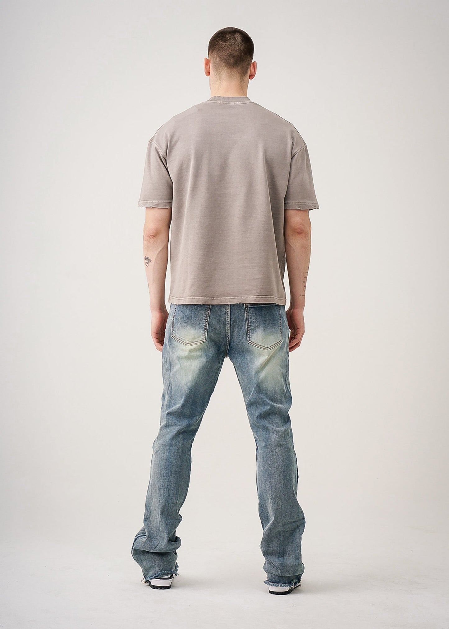 10 OZ Oversized Garment Dyed French Terry Distressed T-Shirt