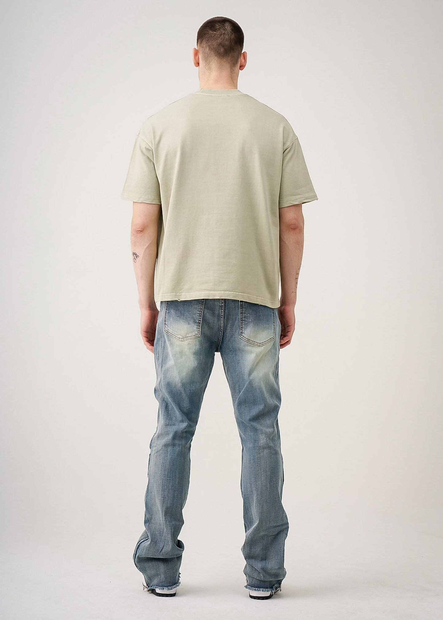 10 OZ Oversized Garment Dyed French Terry Distressed T-Shirt