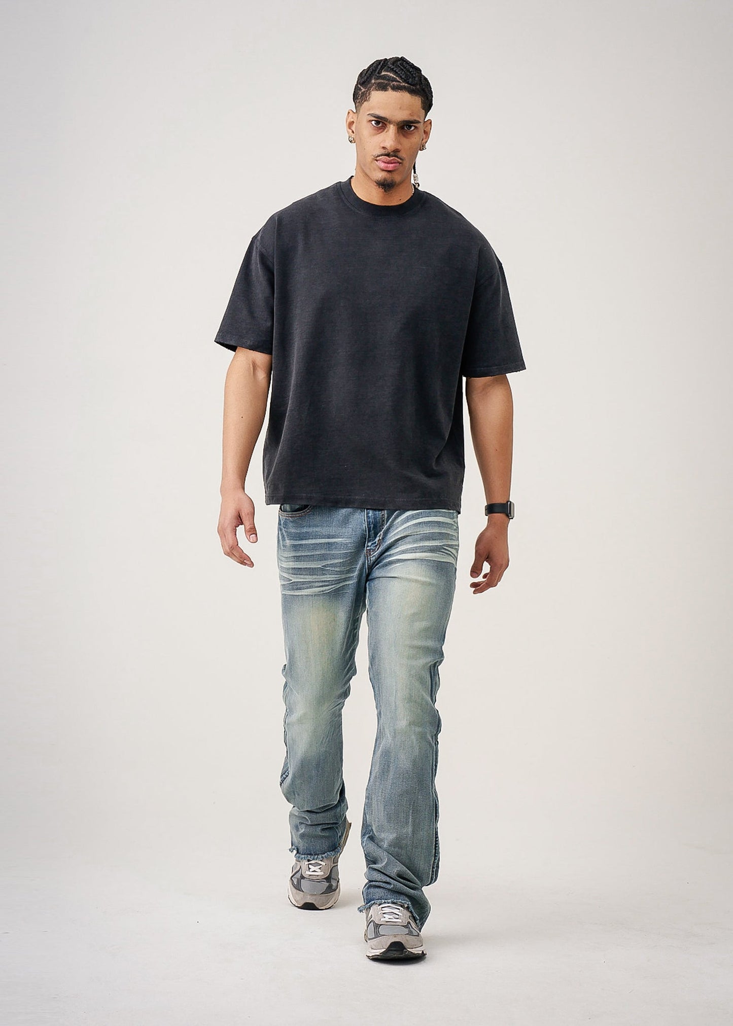 10 OZ Oversized Garment Dyed French Terry Distressed T-Shirt