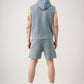 14 OZ Sleeveless Garment Dye Interlock Hooded Short Set