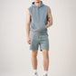 14 OZ Sleeveless Garment Dye Interlock Hooded Short Set