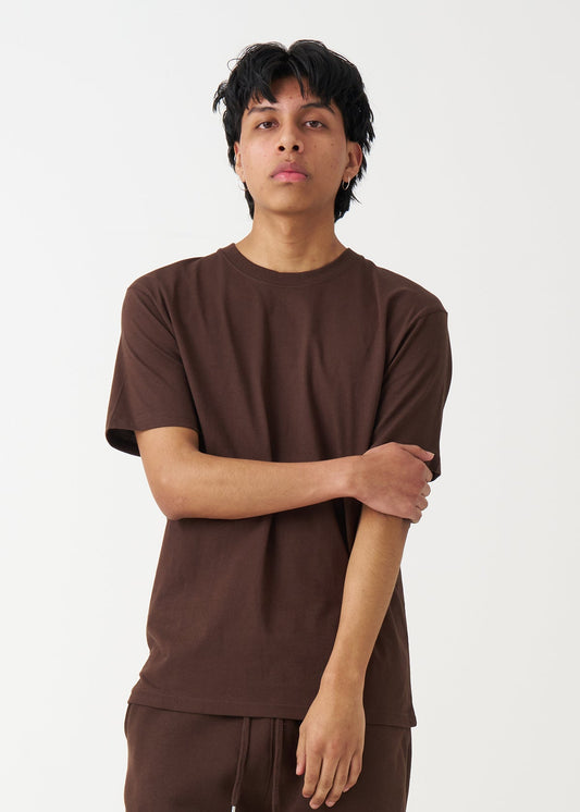 Brown Combed Cotton T-Shirt