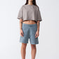 10 OZ Oversized French Terry Garment Dyed Crop Top T-shirt