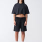 10 OZ Oversized French Terry Garment Dyed Crop Top T-shirt