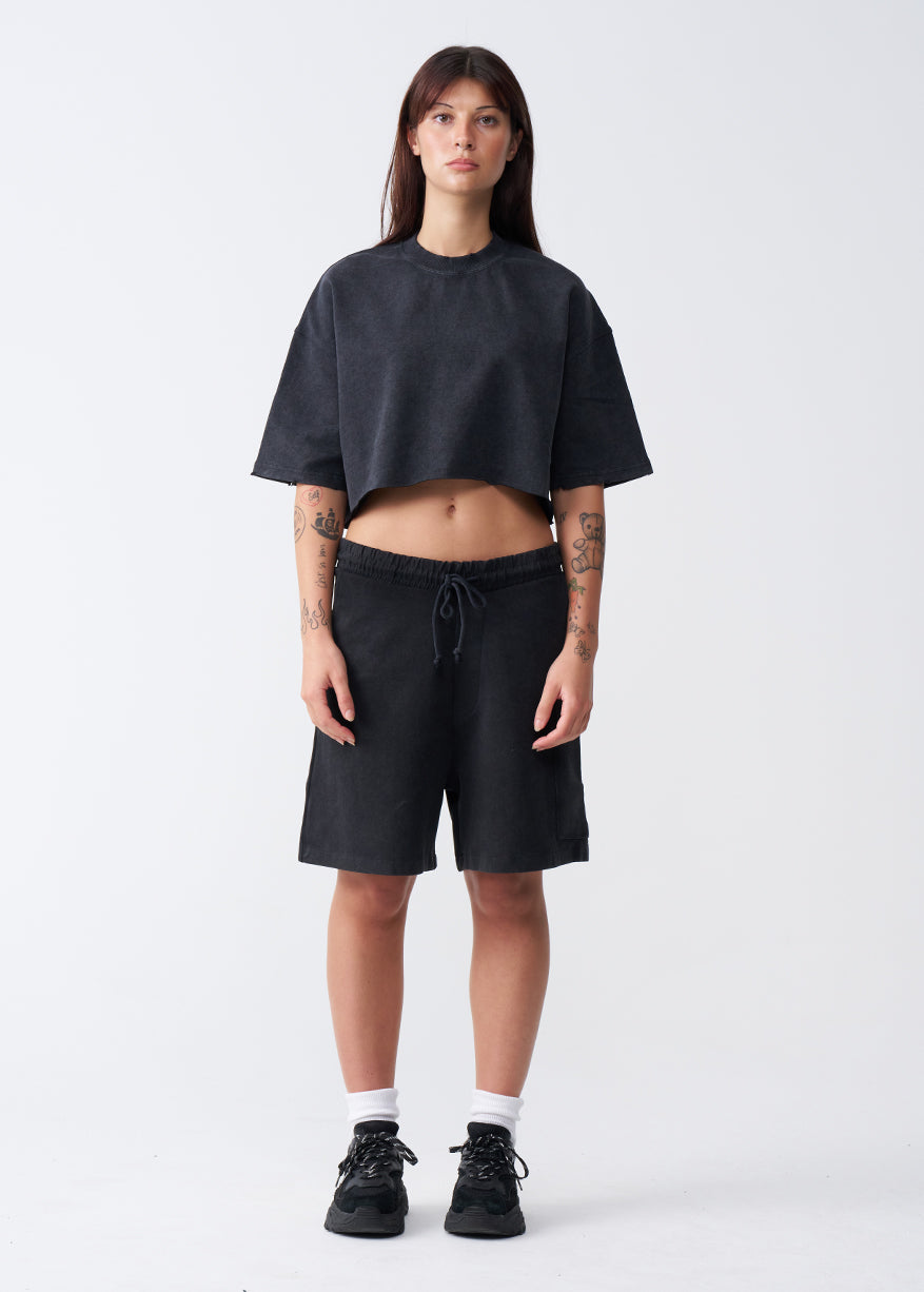 10 OZ Oversized French Terry Garment Dyed Crop Top T-shirt