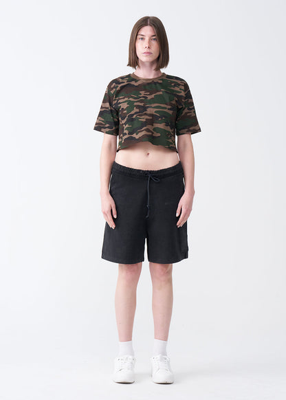 Camo Combed Cotton Crop Top T-Shirt