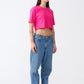 Hot Pink Combed Cotton Crop Top T-Shirt