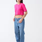 Hot Pink Combed Cotton Crop Top T-Shirt