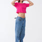 Hot Pink Combed Cotton Crop Top T-Shirt