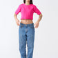 Hot Pink Combed Cotton Crop Top T-Shirt