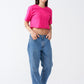 Hot Pink Combed Cotton Crop Top T-Shirt