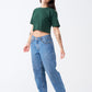 Hunter Green Combed Cotton Crop Top T-Shirt