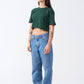 Hunter Green Combed Cotton Crop Top T-Shirt