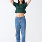 Hunter Green Combed Cotton Crop Top T-Shirt