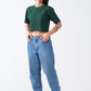 Hunter Green Combed Cotton Crop Top T-Shirt