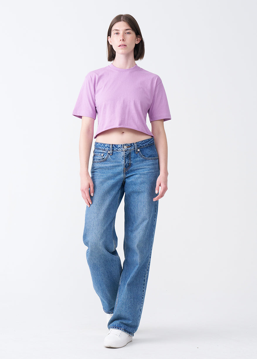 Lilac Combed Cotton Crop Top T-Shirt