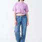 Lilac Combed Cotton Crop Top T-Shirt