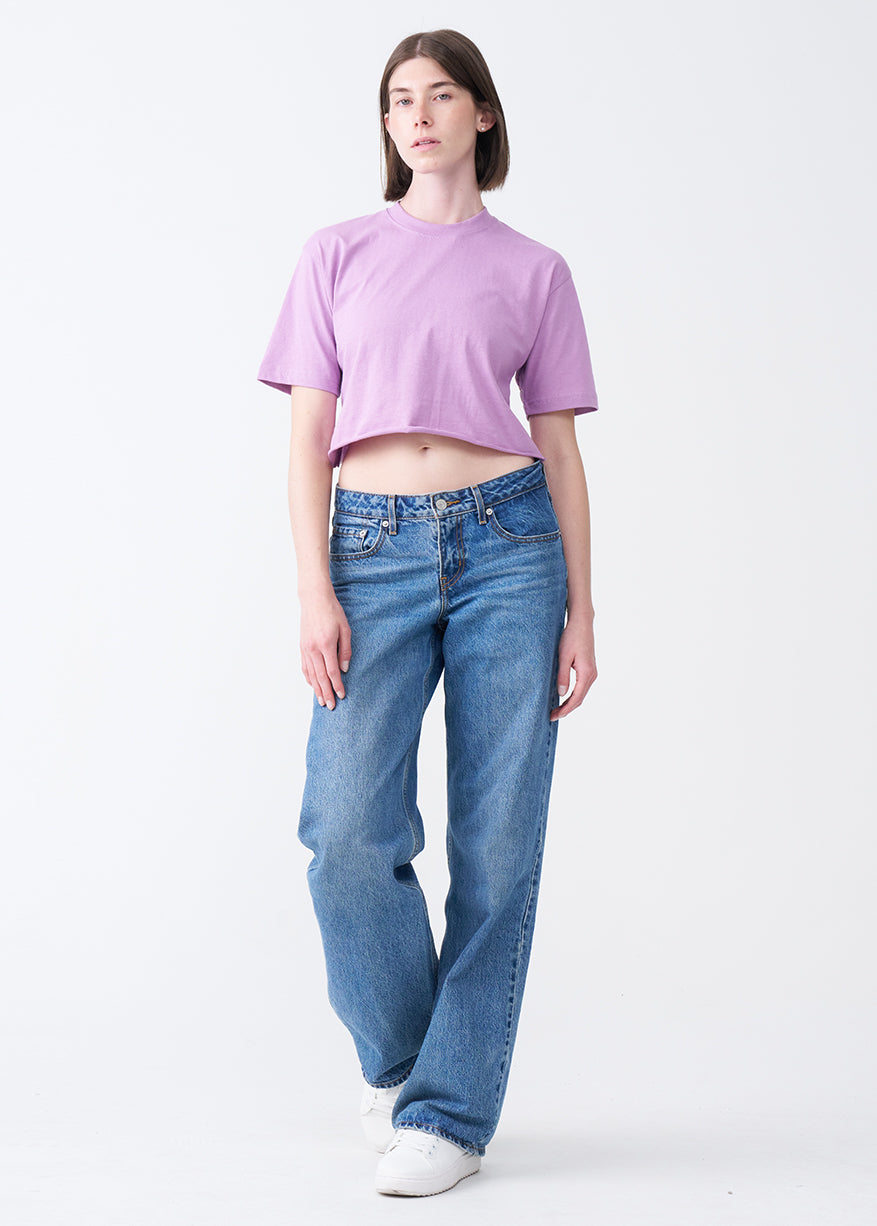 Lilac Combed Cotton Crop Top T-Shirt