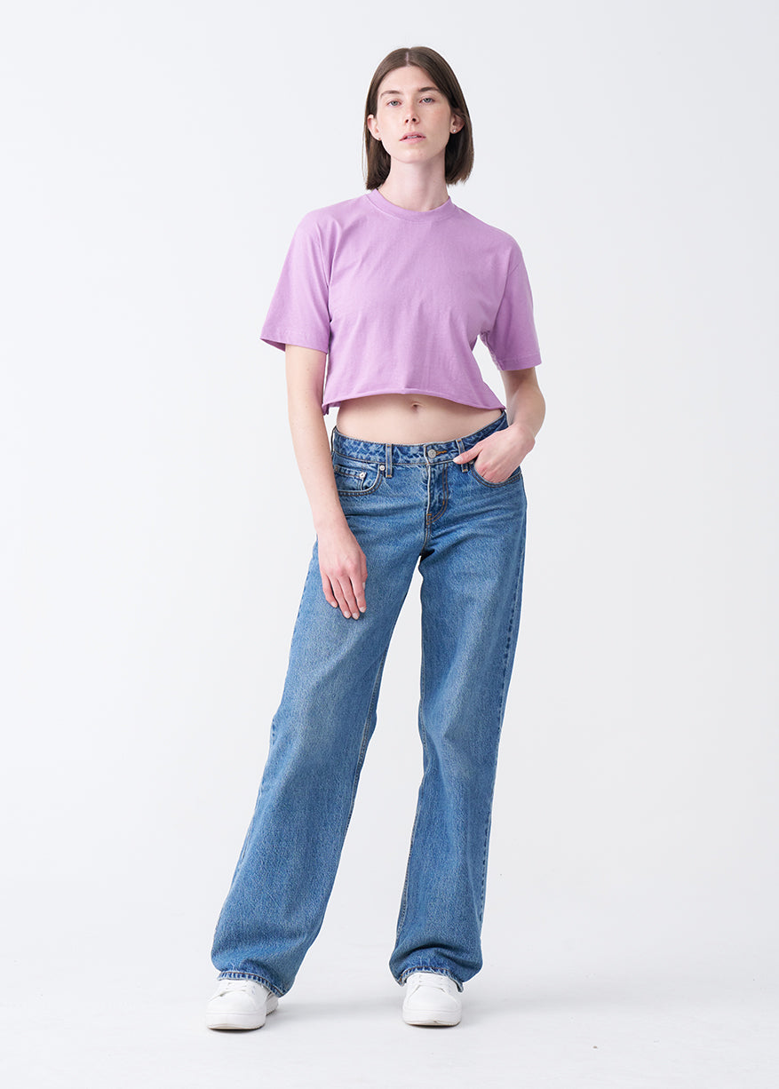 Lilac Combed Cotton Crop Top T-Shirt