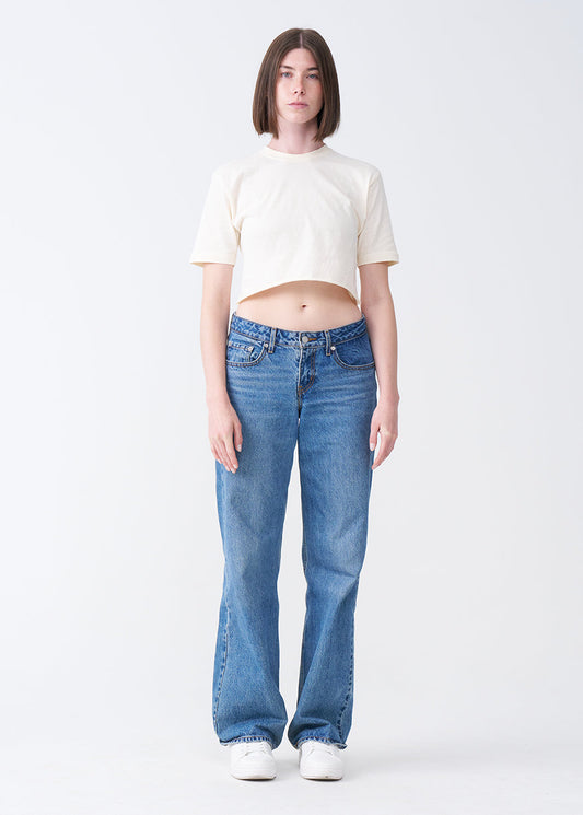 Off-White Combed Cotton Crop Top T-Shirt