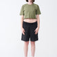 Olive Green Combed Cotton Crop Top T-Shirt