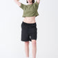 Olive Green Combed Cotton Crop Top T-Shirt