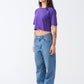 Purple Combed Cotton Crop Top T-Shirt