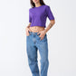 Purple Combed Cotton Crop Top T-Shirt