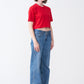 Red Combed Cotton Crop Top T-Shirt