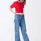 Red Combed Cotton Crop Top T-Shirt