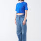 Royal Blue Combed Cotton Crop Top T-Shirt