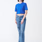 Royal Blue Combed Cotton Crop Top T-Shirt