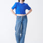 Royal Blue Combed Cotton Crop Top T-Shirt