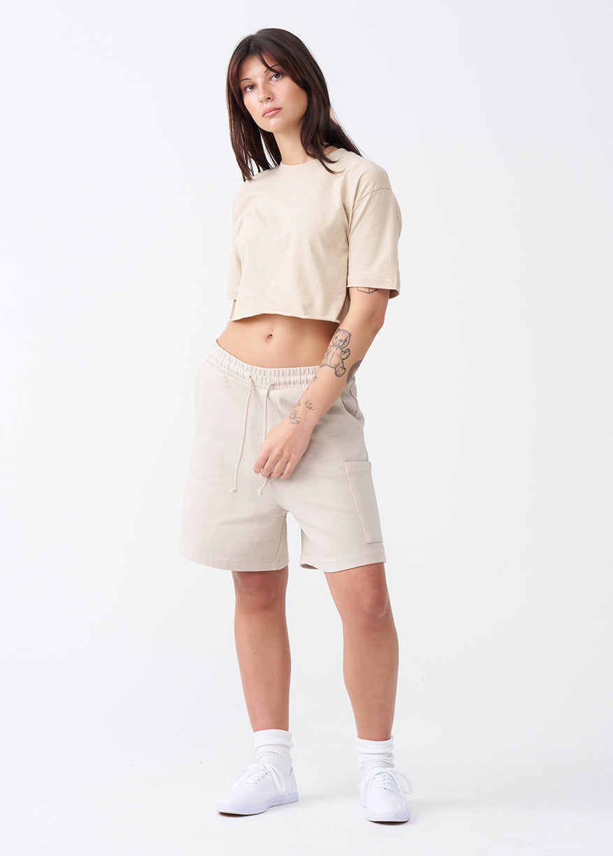 Sand Combed Cotton Crop Top T-Shirt